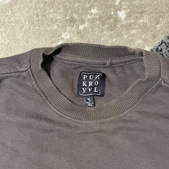 Punk Royal  Destroy Sweatshirt Men Small Brown Skull Helmet Puff Print Logo Goth - Picture 13 of 13